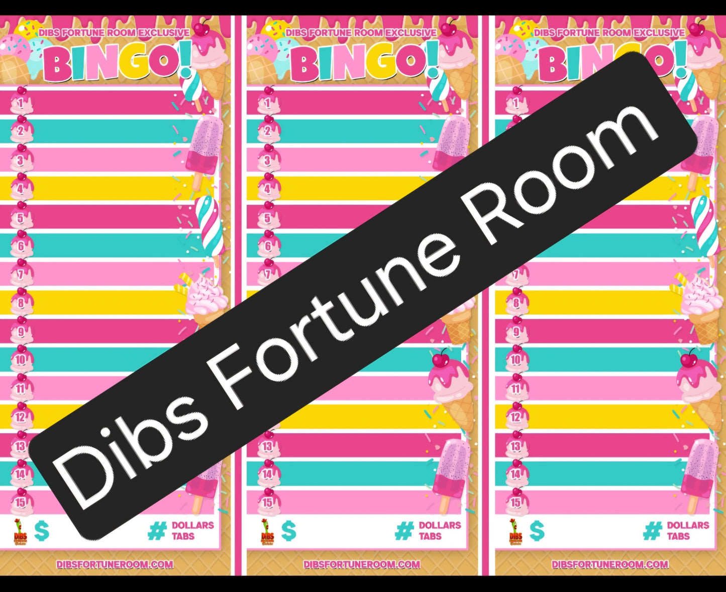 1 THRU 15 3 ON A SHEET BINGO NOTEPAD SET OF 2 (ICE CREAM)