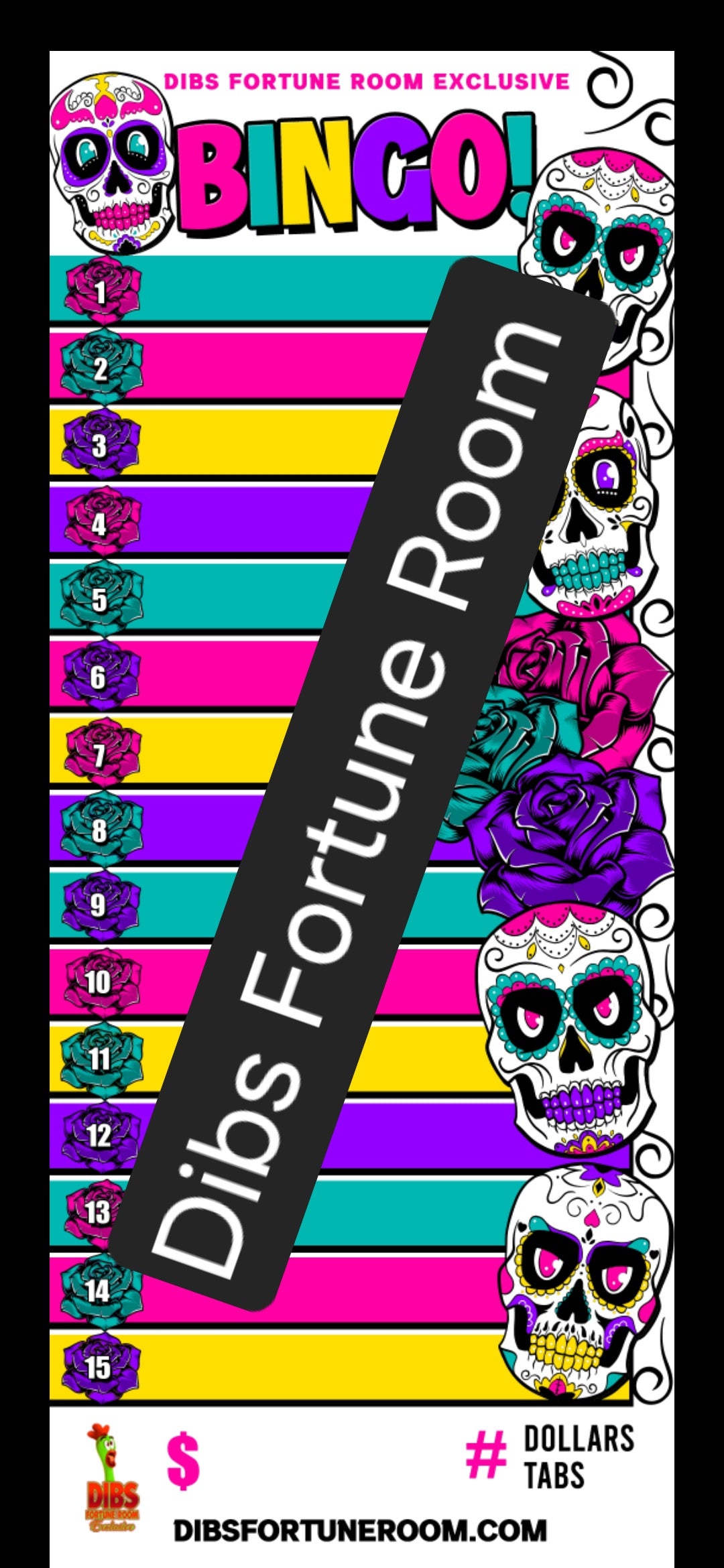 1 THRU 15 BINGO NOTEPAD SET OF 2 (SUGAR SKULL)