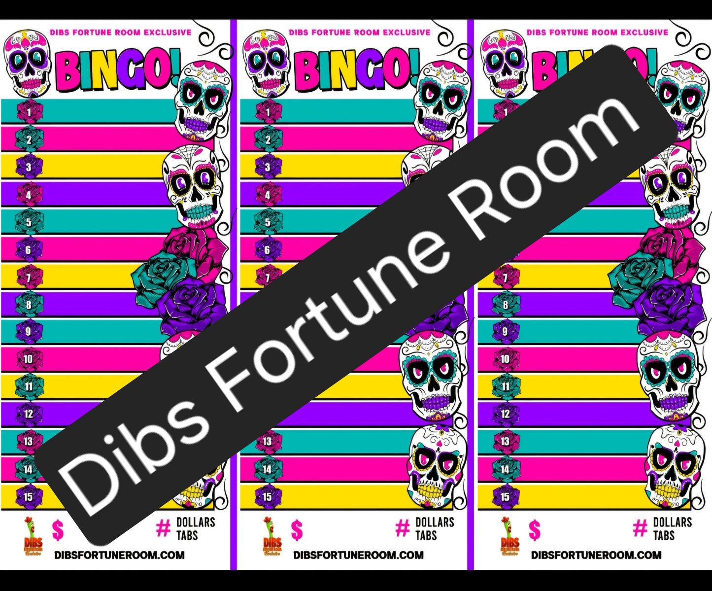 1 THRU 15 3 ON A SHEET BINGO NOTEPAD SET OF 2 (SUGAR SKULL)