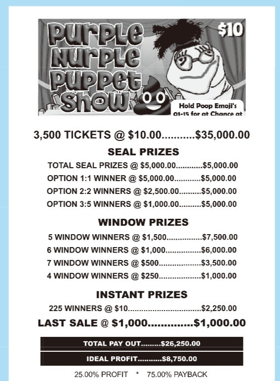 PURPLE NURPLE PUPPET SHOW $10