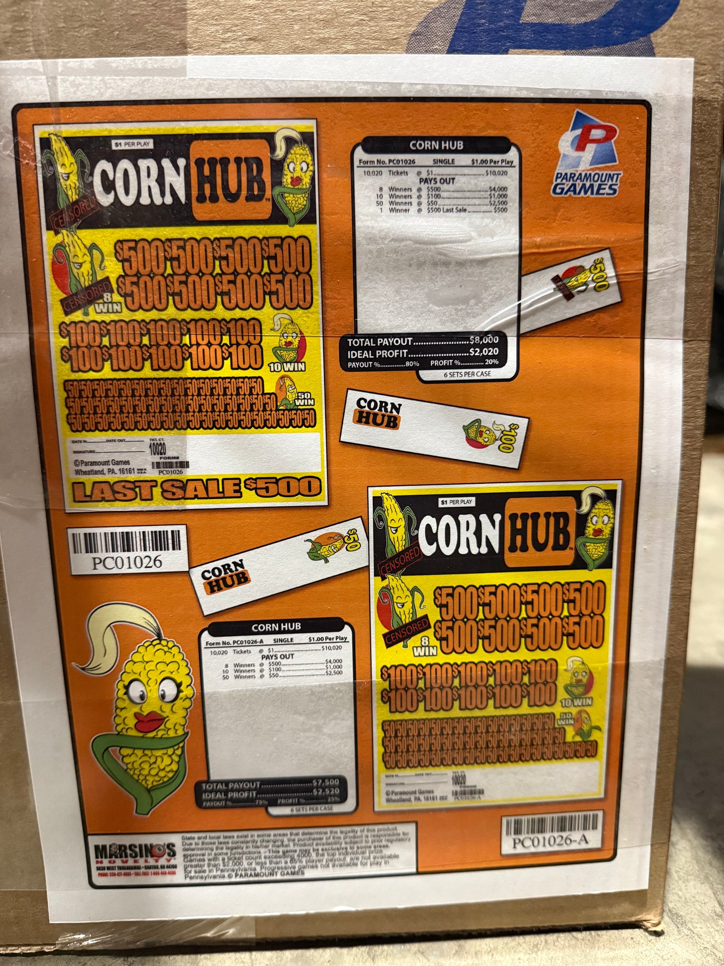 CORN HUB JARS WITH LAST SALE
