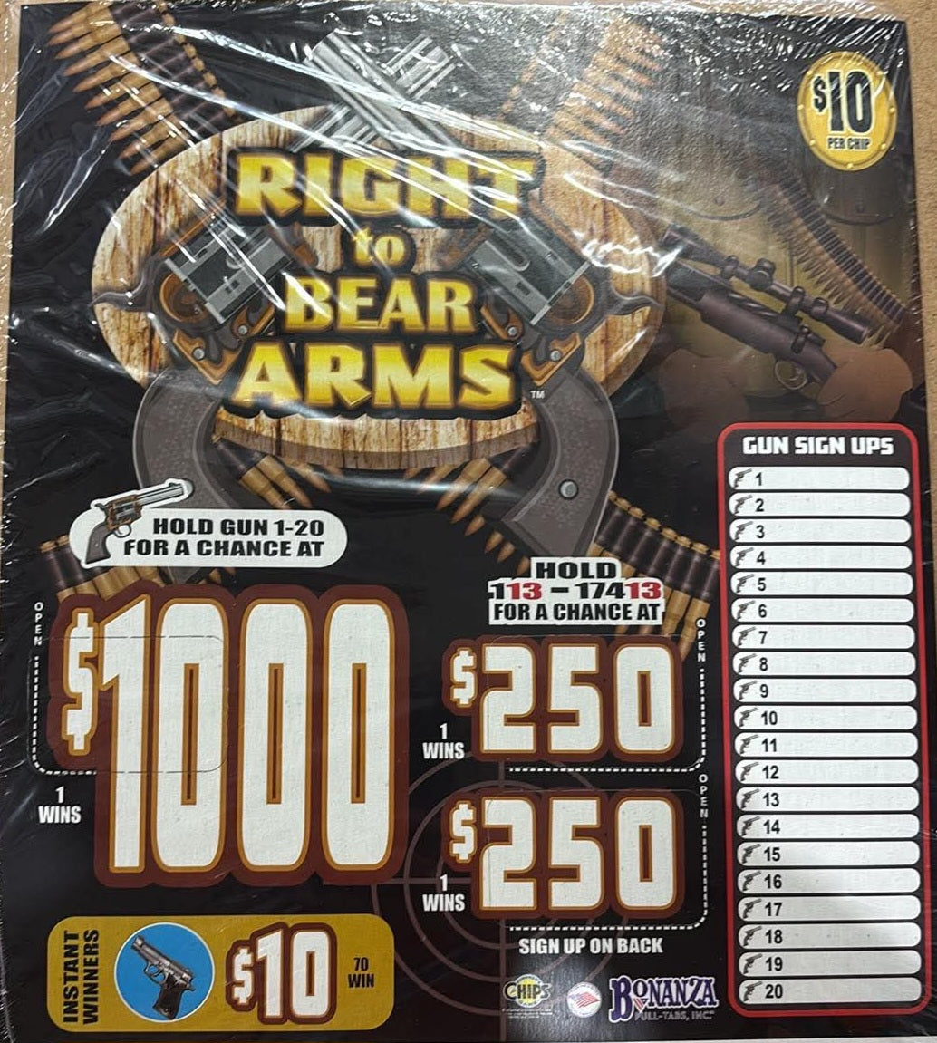 RIGHT TO BEAR ARMS $10 JUMBO CHIPS
