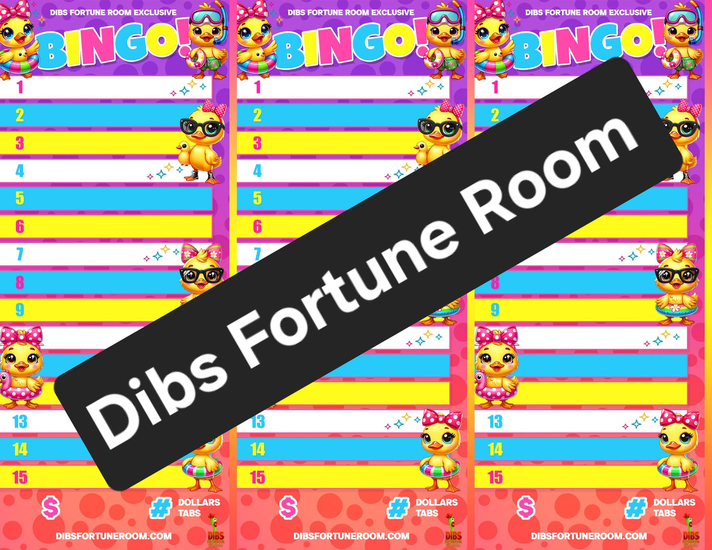 1 THRU 15 3 ON A SHEET BINGO NOTEPAD DUCKS SET OF 2