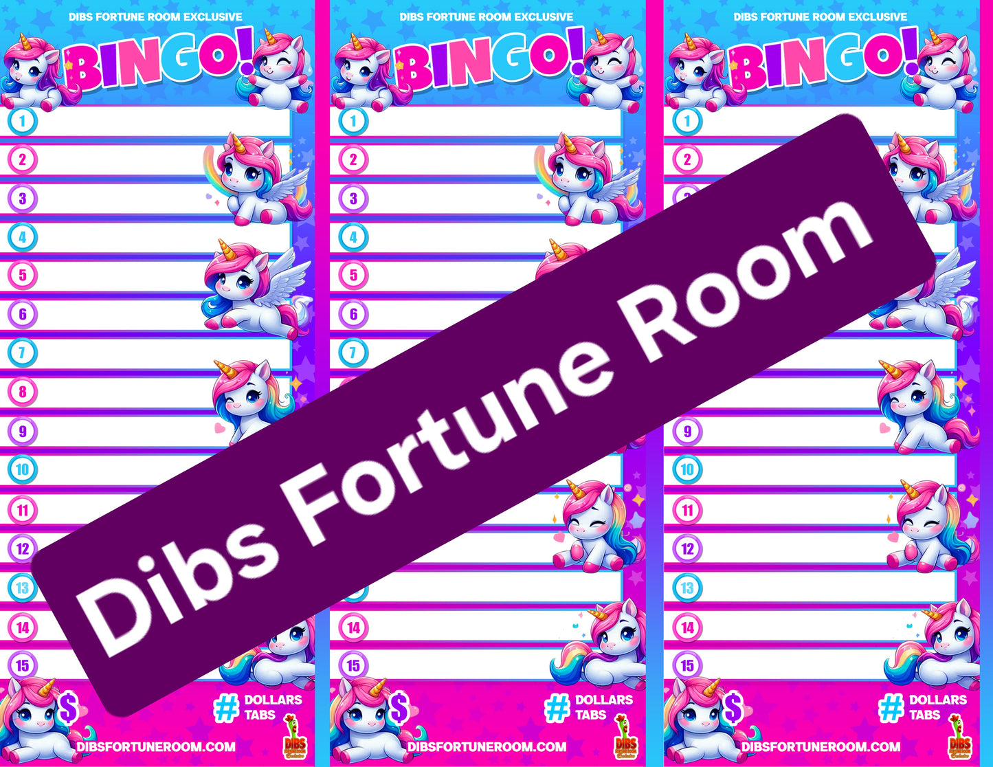 1 - 15 3 ON A SHEET BINGO NOTEPADS SET OF 2 (UNICORN)