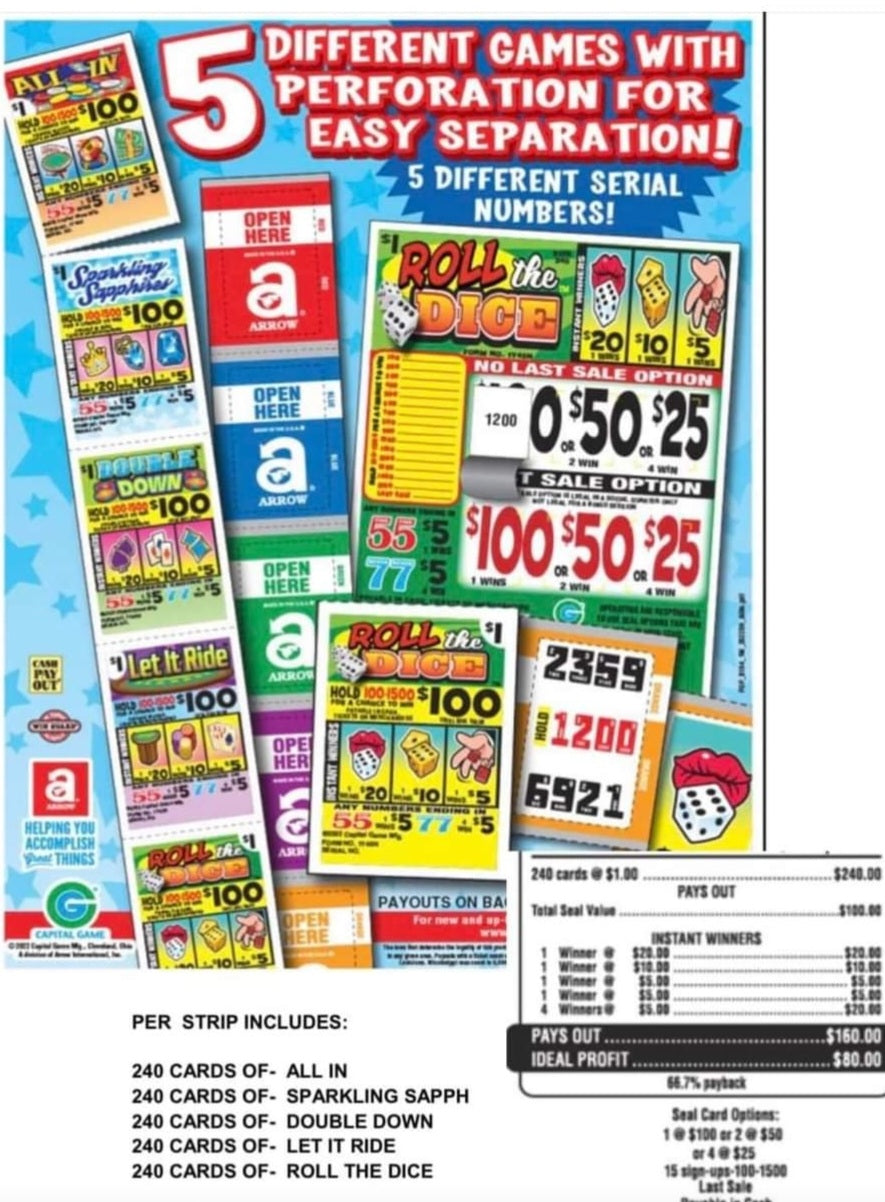 5 GAMES IN 1 $5 PER STRIP (Rg)