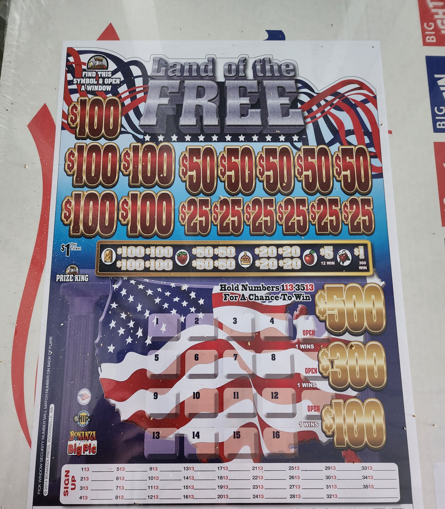 LAND OF THE FREE CHIPS CASHBOARD