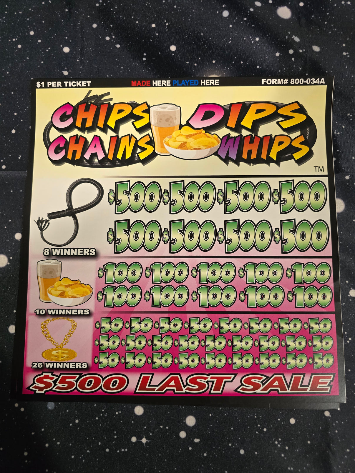 CHIPS DIPS CHAINS AND WHIPS JARS WITH LAST SALE DIBS FORTUNE ROOM