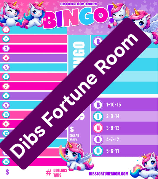 BINGO NUMBERS AND LETTERS PAD SET OF 2 (UNICORNS)