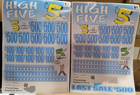 HIGH 5'S JARS WITH LAST SALE